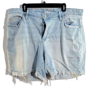 Ava & Viv Blue Light Wash Roll Up Distressed Shorts Cotton Blend Size 20W